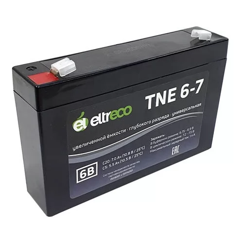 Купить тяговый аккумулятор Eltreco TNE6-7 (6V7A/H C20)