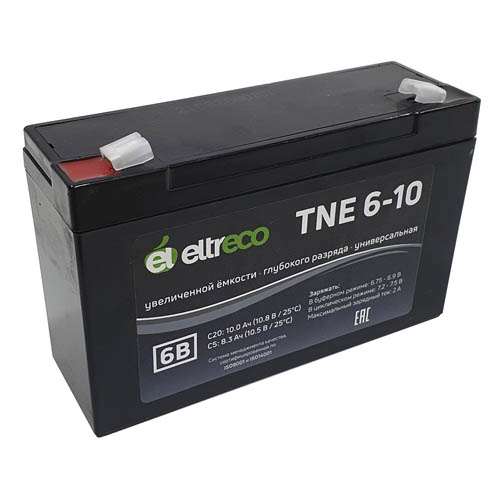 Тяговый аккумулятор Eltreco TNE6-10 (6V10A/H C20)