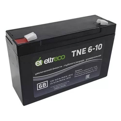Купить тяговый аккумулятор Eltreco TNE6-10 (6V10A/H C20)