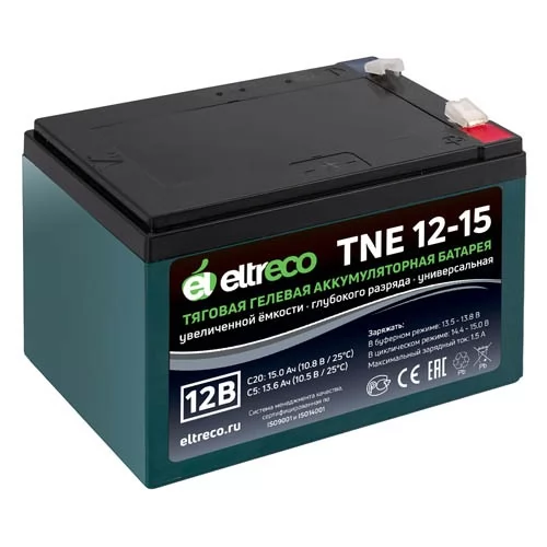 Купить тяговый аккумулятор Eltreco TNE12-15 (12V12A/H C3) нож