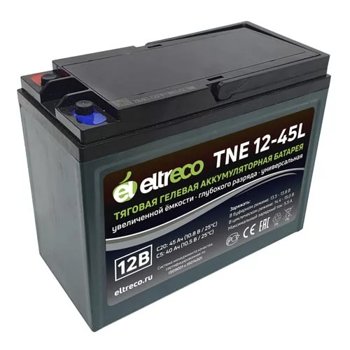 Купить тяговый аккумулятор Eltreco TNE12-45 (12V38A/H C3)
